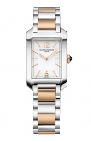 Baume & Mercier Hampton 10751 Cuarzo 50 M - 35 x 22 mm, Esfera opalina, Brazalete de acero y oro rosa