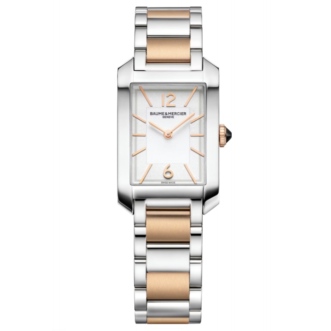 Baume & Mercier Hampton 10751 Cuarzo 50 M - 35 x 22 mm, Esfera opalina, Brazalete de acero y oro rosa
