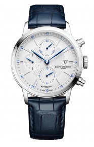 Baume & Mercier Classima 10330 Cronógrafo Automático 50 M - ∅42 mm, Esfera plateada, Correa azul