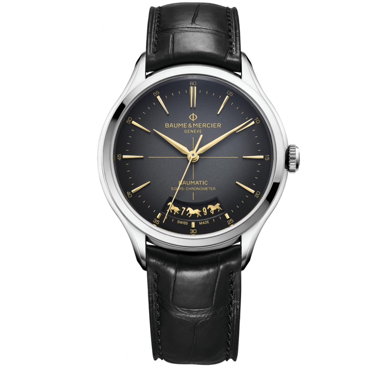 Baume & Mercier Clifton 10839 Automático 50 M - ∅39 mm, Esfera negra, Correa de piel negra - Edición Limitada