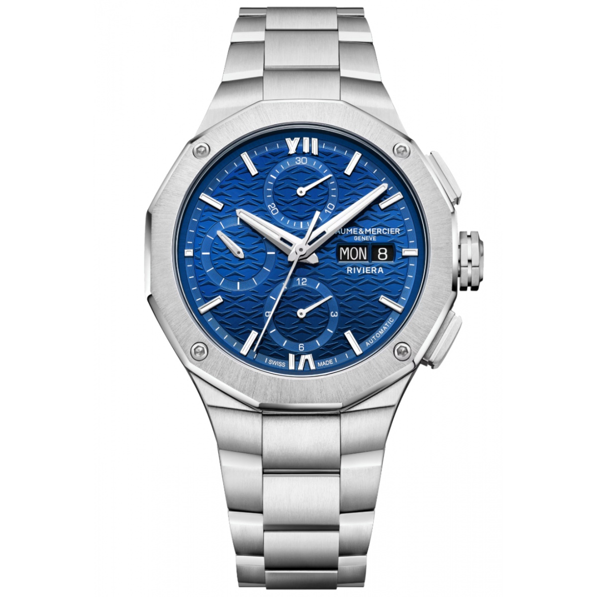 Baume & Mercier Riviera 10826 Automático Cronógrafo 100 M - ∅41 mm, Esfera azul, Brazalete de acero