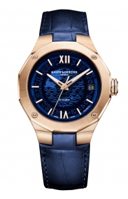 Baume & Mercier Riviera 10815 Automático 50 M - ∅39 mm, Caja de oro rosa, Esfera azul, Correa de piel azul
