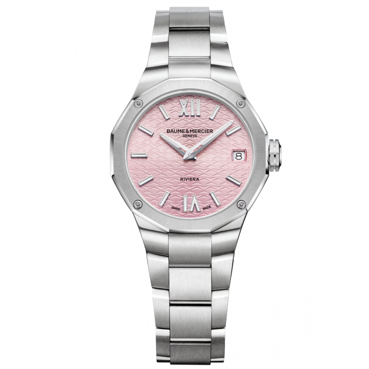 Baume & Mercier Riviera 10812 Cuarzo 50 M - ∅33 mm, Esfera rosa, Brazalete de acero