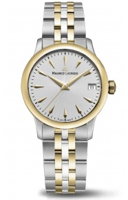 Maurice Lacroix 1975 Quartz 33mm - 10 ATM, Esfera plateada, brazalete de acero bicolor