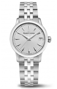Maurice Lacroix 1975 Quartz 33mm - 10 ATM, Esfera plateada, brazalete de acero