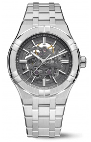 Maurice Lacroix Aikon Automatic Skeleton 42MM - 20 ATM, Esfera gris, brazalete de acero + caucho gris