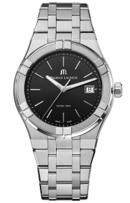 Maurice Lacroix Aikon Quartz ∅40 mm - 10 ATM, Esfera negra, Brazalete de Acero.