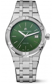 Maurice Lacroix Aikon Quartz ∅40 mm - 10 ATM, Esfera verde, Brazalete de Acero