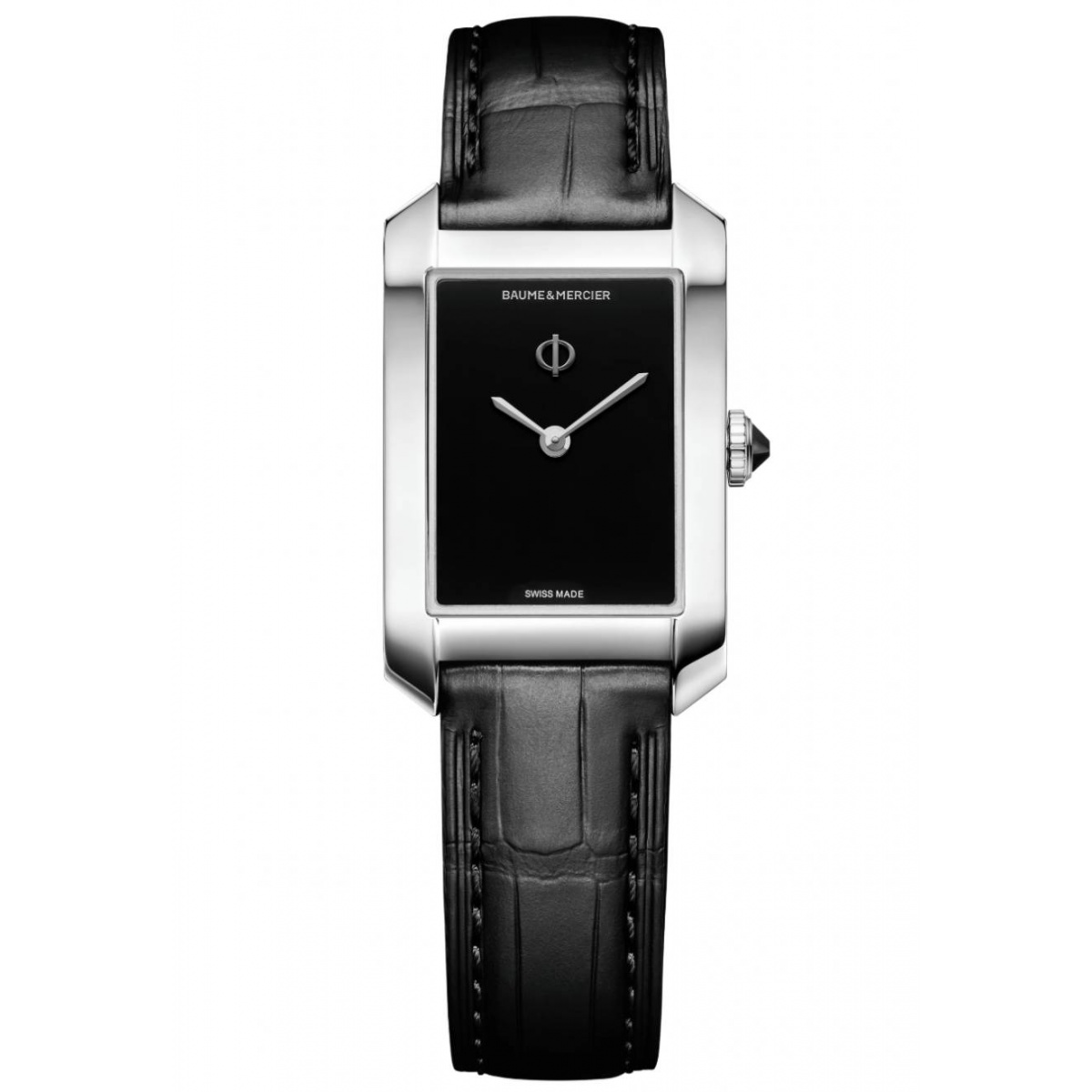 Baume & Mercier Hampton 10813 Curazo 35 x 22 mm - 50 M , Esfera negra, Correa de piel negra