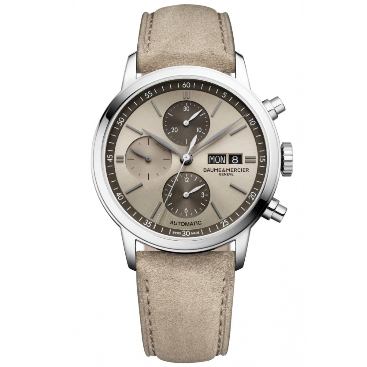 Baume & Mercier Classima 10782 Cronógrafo Automático ∅42 mm - 50 M, Esfera beige, Correa beige