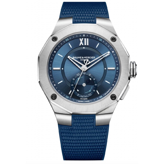 Baume & Mercier Riviera 10761 Automático Mareografo ∅43 mm - 100 M, Esfera azul, Brazalete de acero