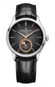 Baume & Mercier Clifton 10758 Automático Fase Lunar y Fecha ∅39 mm - 50 M, Esfera negra, correa negra
