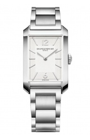 Baume & Mercier Hampton 10740 Cuarzo 43 x 27 mm - 50 M, Esfera blanca opalina, Brazalete de acero