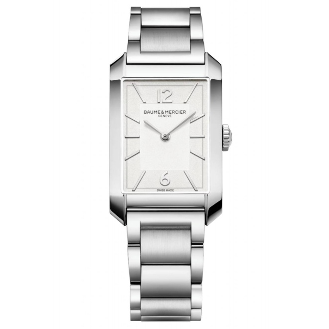 Baume & Mercier Hampton 10740 Cuarzo 43 x 27 mm - 50 M, Esfera blanca opalina, Brazalete de acero