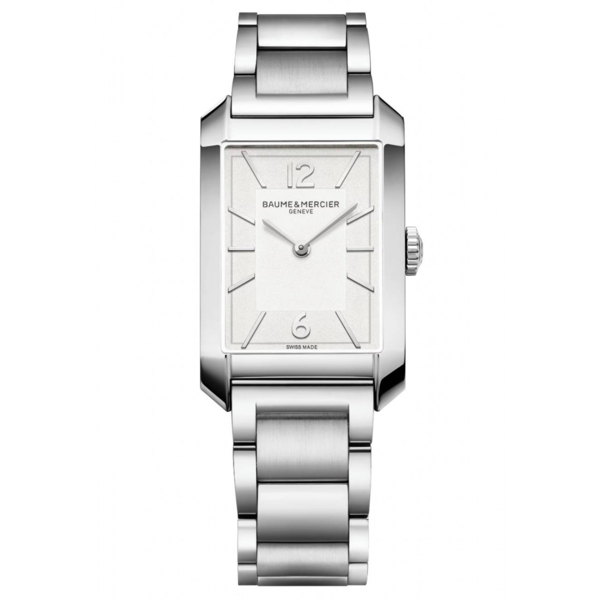 Baume & Mercier Hampton 10740 Cuarzo 43 x 27 mm - 50 M, Esfera blanca opalina, Brazalete de acero