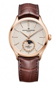 Baume & Mercier Clifton 10736 Automático Fase Lunar ∅39 mm - 50 M, Esfera blanco roto, correa marrón