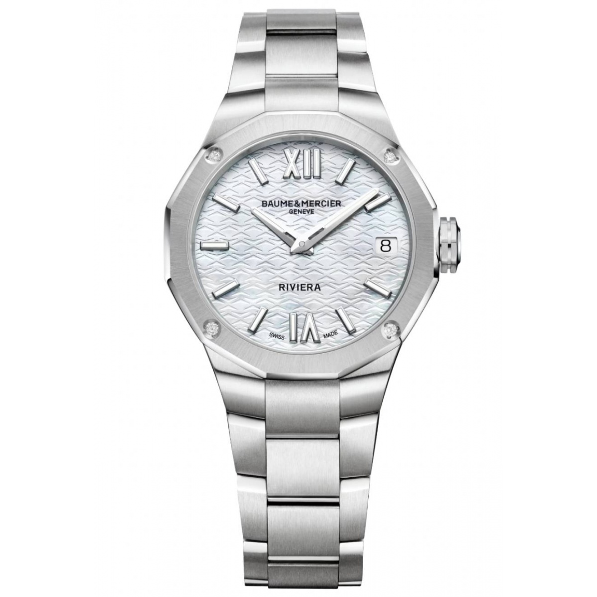 Baume & Mercier Riviera 10729 Automático ∅33 mm - 50 M, Esfera nácar, Diamantes, Brazalete de acero