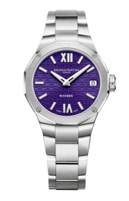 Baume & Mercier Riviera 10728 Cuarzo ∅33 mm - 50 M, Esfera morada, Brazalete de acero