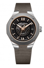 Baume & Mercier Riviera 10720 Acero y Titanio Automático ∅39 mm - 100 M, Esfera gris, caucho marrón