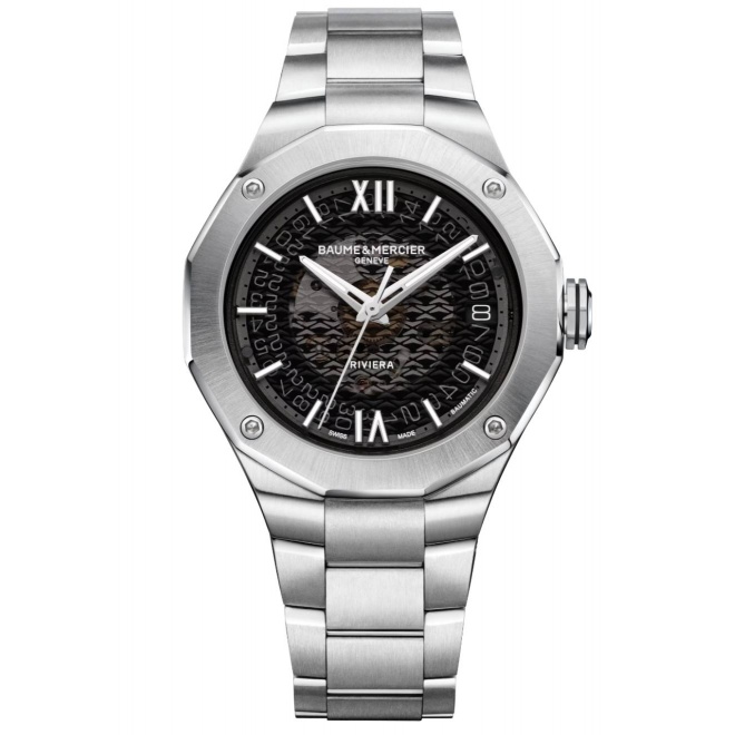 Baume & Mercier Riviera 10715 ∅39 mm - 100 M, Esfera negra, brazalete de acero