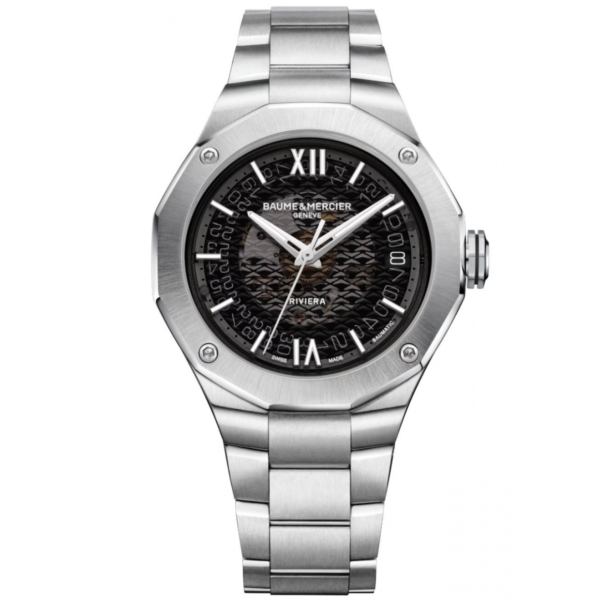 Baume & Mercier Riviera 10715 ∅39 mm - 100 M, Esfera negra, brazalete de acero