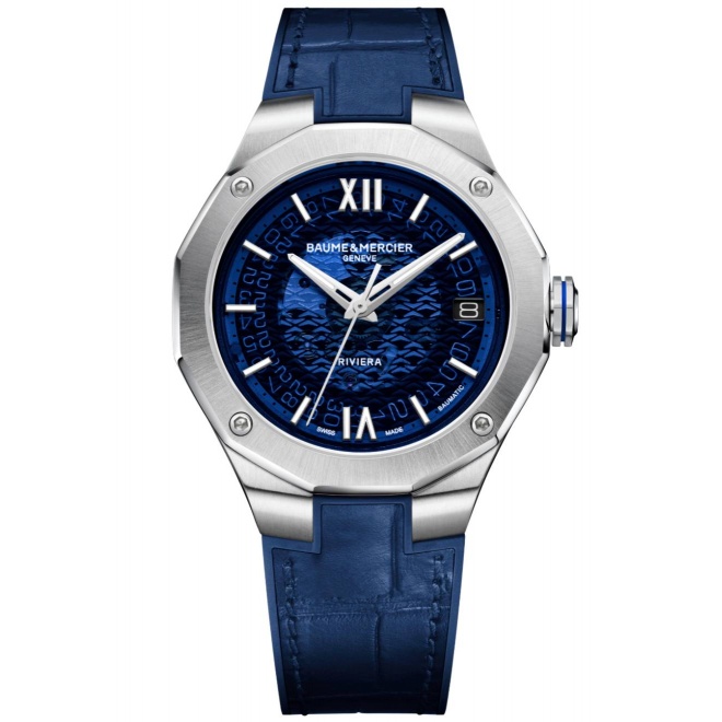 Baume & Mercier Riviera 10714 ∅39 mm - 100 M, Esfera azul, piel azul