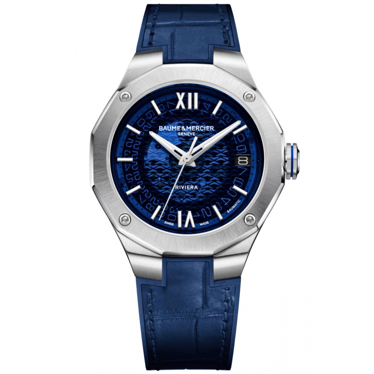 Baume & Mercier Riviera 10714 ∅39 mm - 100 M, Esfera azul, piel azul