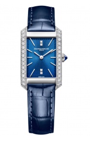 Baume & Mercier Hampton 10709 Cuarzo 35 x 22 mm - 50 M, Esfera azul, Engastado con diamantes, correa azul