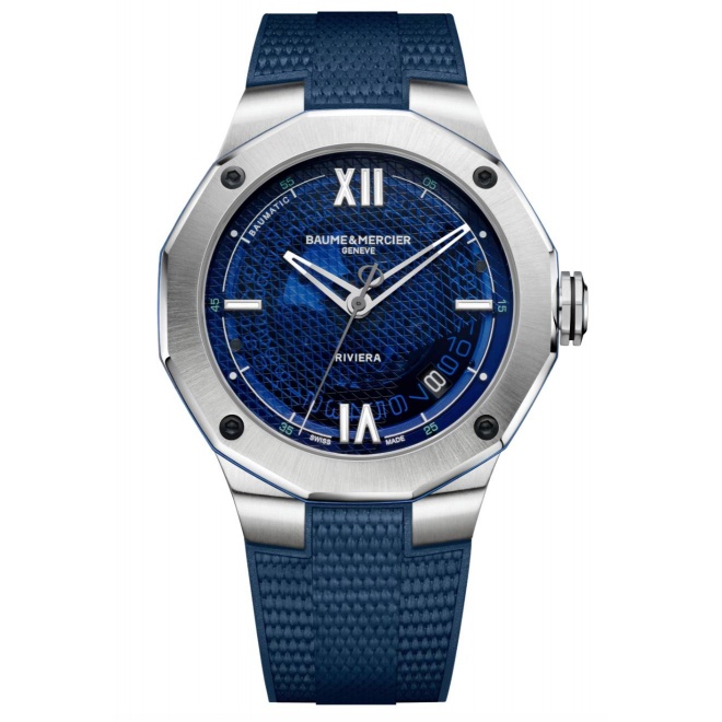 Baume & Mercier Riviera 10701 ∅42 mm - 100 M, Esfera azul, caucho azul