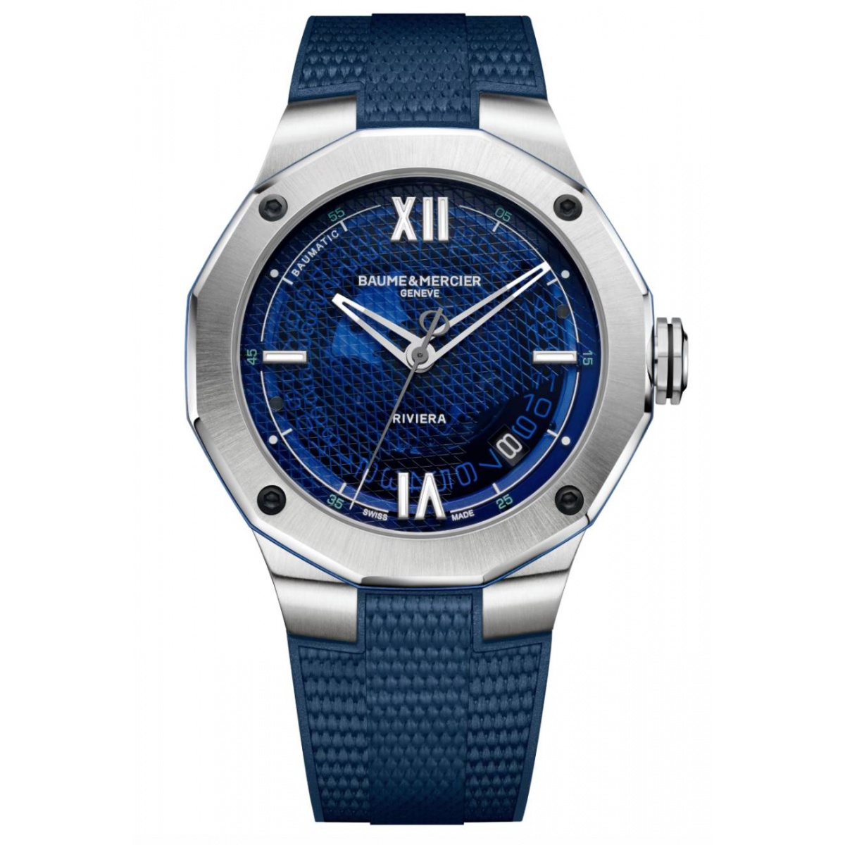 Baume & Mercier Riviera 10701 ∅42 mm - 100 M, Esfera azul, caucho azul