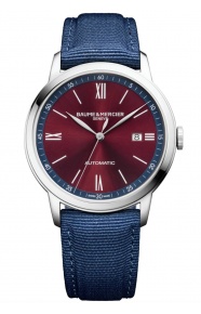 Baume & Mercier Classima 10694 Automático ∅42 mm - 50 M, Esfera burdeos, Correa de lona azul