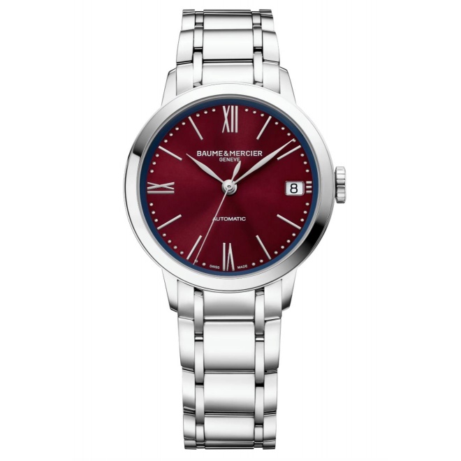 Baume & Mercier Classima 10691 Automático ∅34 mm - 50 M, Esfera burdeos, brazalete de acero