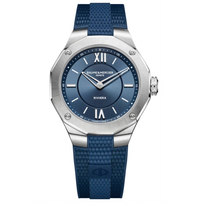Baume & Mercier Riviera 10689 Cuarzo ∅36 mm - 50 M, Esfera azul, Caucho azul
