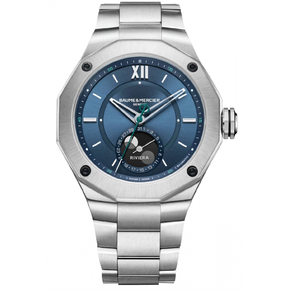 Baume & Mercier Riviera 10682 Automático Fase Lunar ∅43 mm - 50 M, Esfera azul, Brazalete de acero