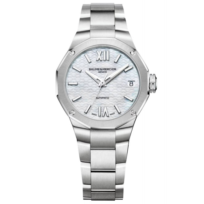 Baume & Mercier Riviera 10676 Automático Diamantes ∅33 mm - 50 M, Esfera nacar blanco, brazalete de acero