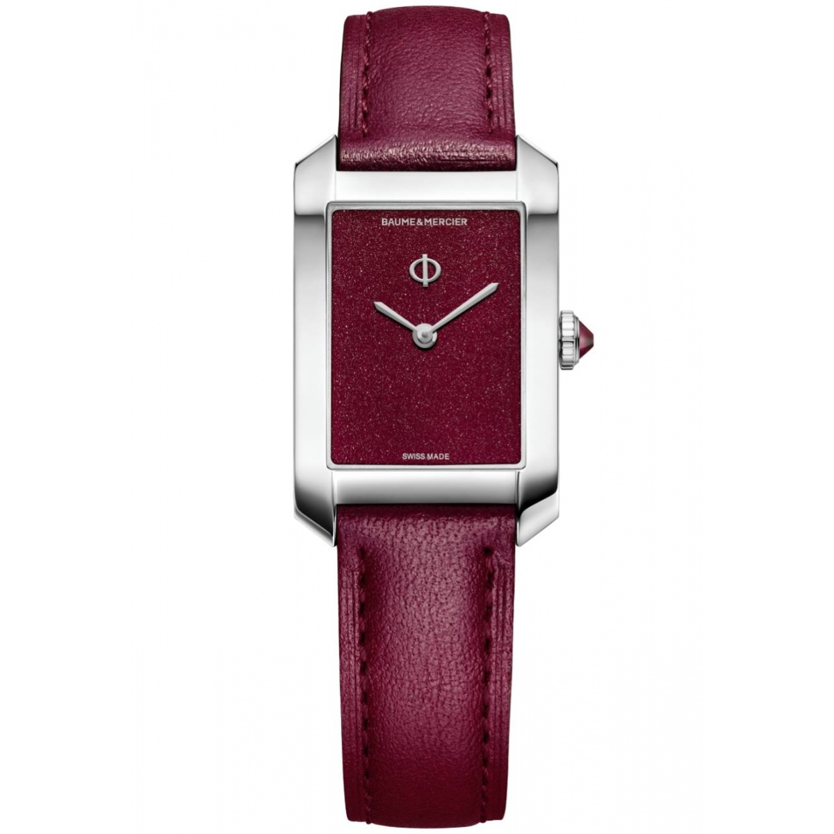 Baume & Mercier Hampton 10673 Cuarzo 35 x 22 mm - 50 M, Esfera burdeos, correa burdeos