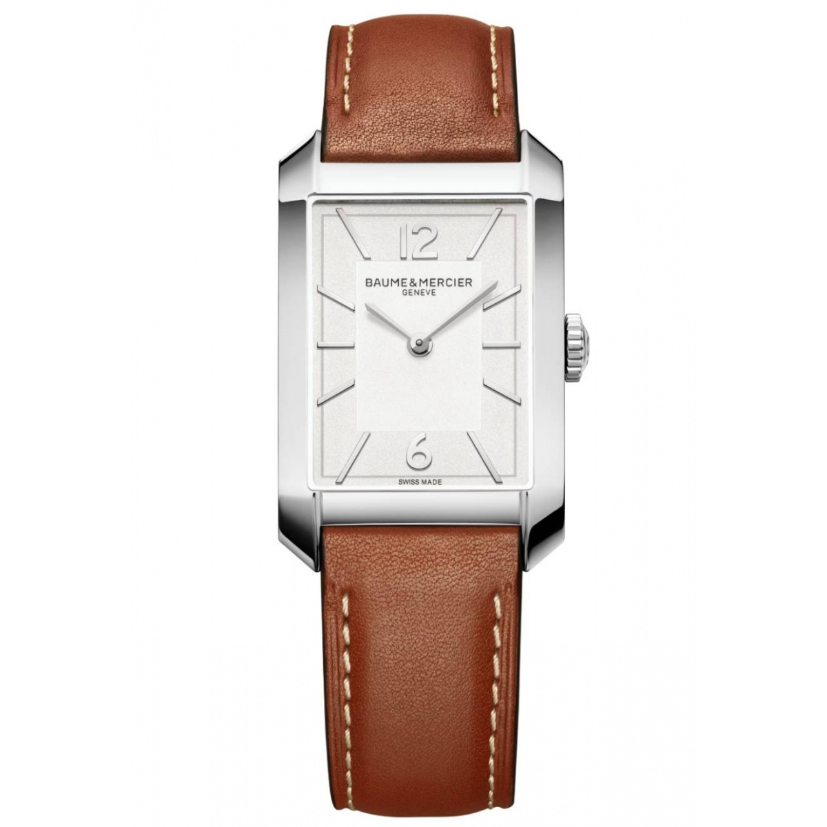 Baume & Mercier Hampton 10670 Cuarzo 43 x 27,5 mm - 50 M, Esfera blanca, correa marrón