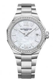 Baume & Mercier Riviera 10662 Automático Diamantes ∅36 mm - 50 M, Esfera nacar blanco, brazalete de acero