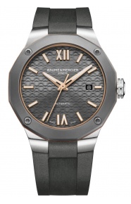 Baume & Mercier Riviera 10660 Automático Acero y Titanio ∅42 mm - 100 M, Esfera gris, caucho gris
