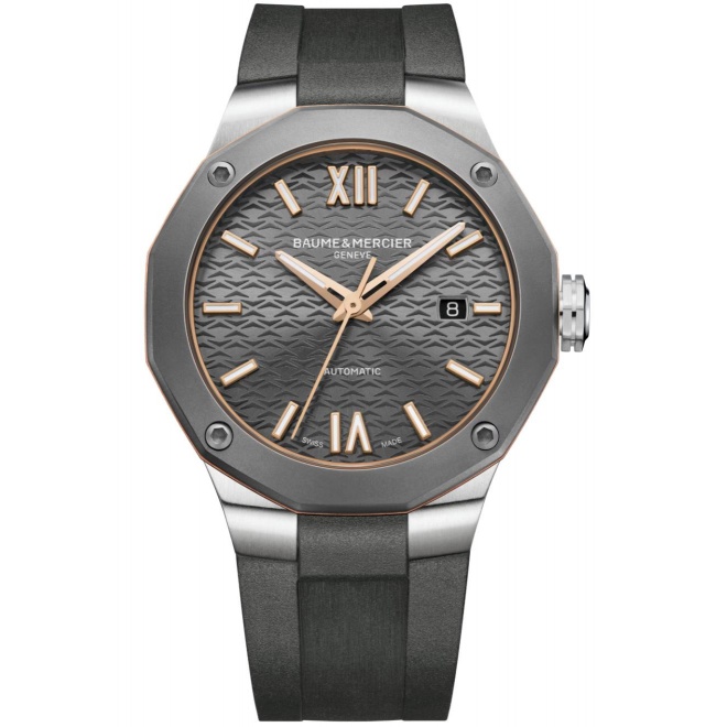 Baume & Mercier Riviera 10660 Automático Acero y Titanio ∅42 mm - 100 M, Esfera gris, caucho gris