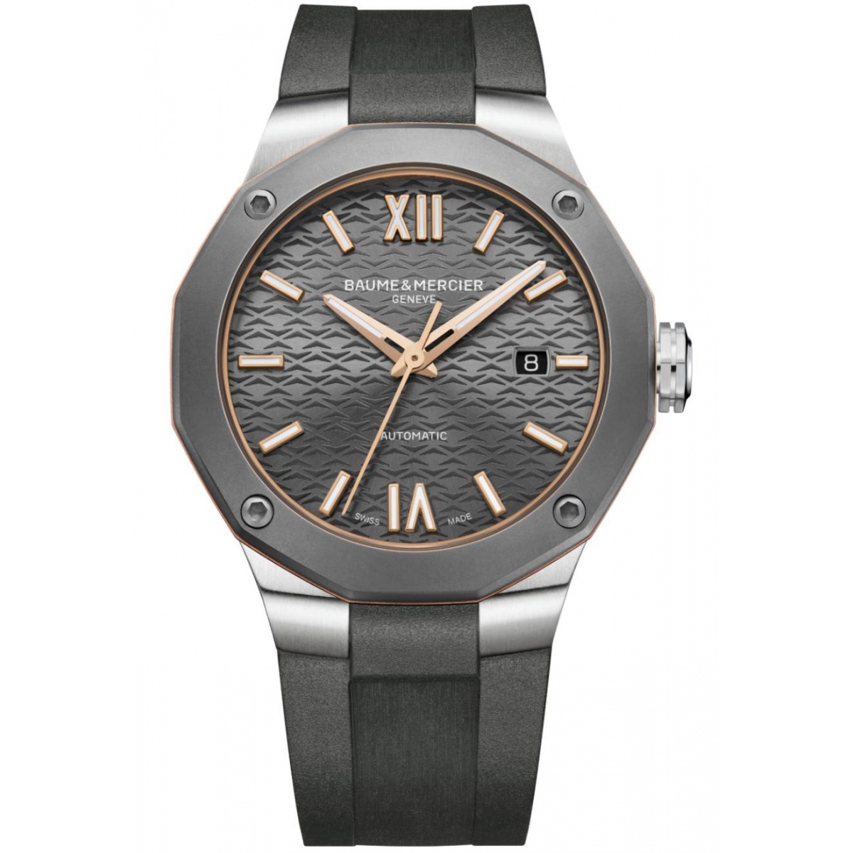 Baume & Mercier Riviera 10660 Automático Acero y Titanio ∅42 mm - 100 M, Esfera gris, caucho gris