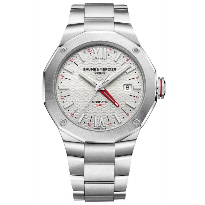 Baume & Mercier Riviera 10658 Automático GMT ∅42 mm - 100 M, Esfera plateada, brazalete de acero