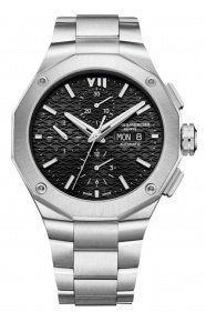 Baume & Mercier Riviera 10624 Cronógrafo Automático ∅43 mm - 100 M, Esfera negra, brazalete de acero