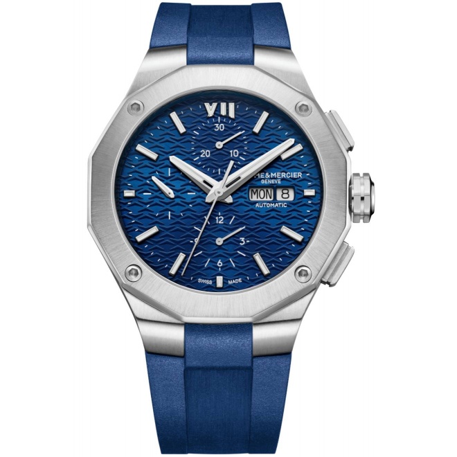 Baume & Mercier Riviera 10623 Cronógrafo Automático ∅43 mm - 100 M, Esfera azul, caucho azul