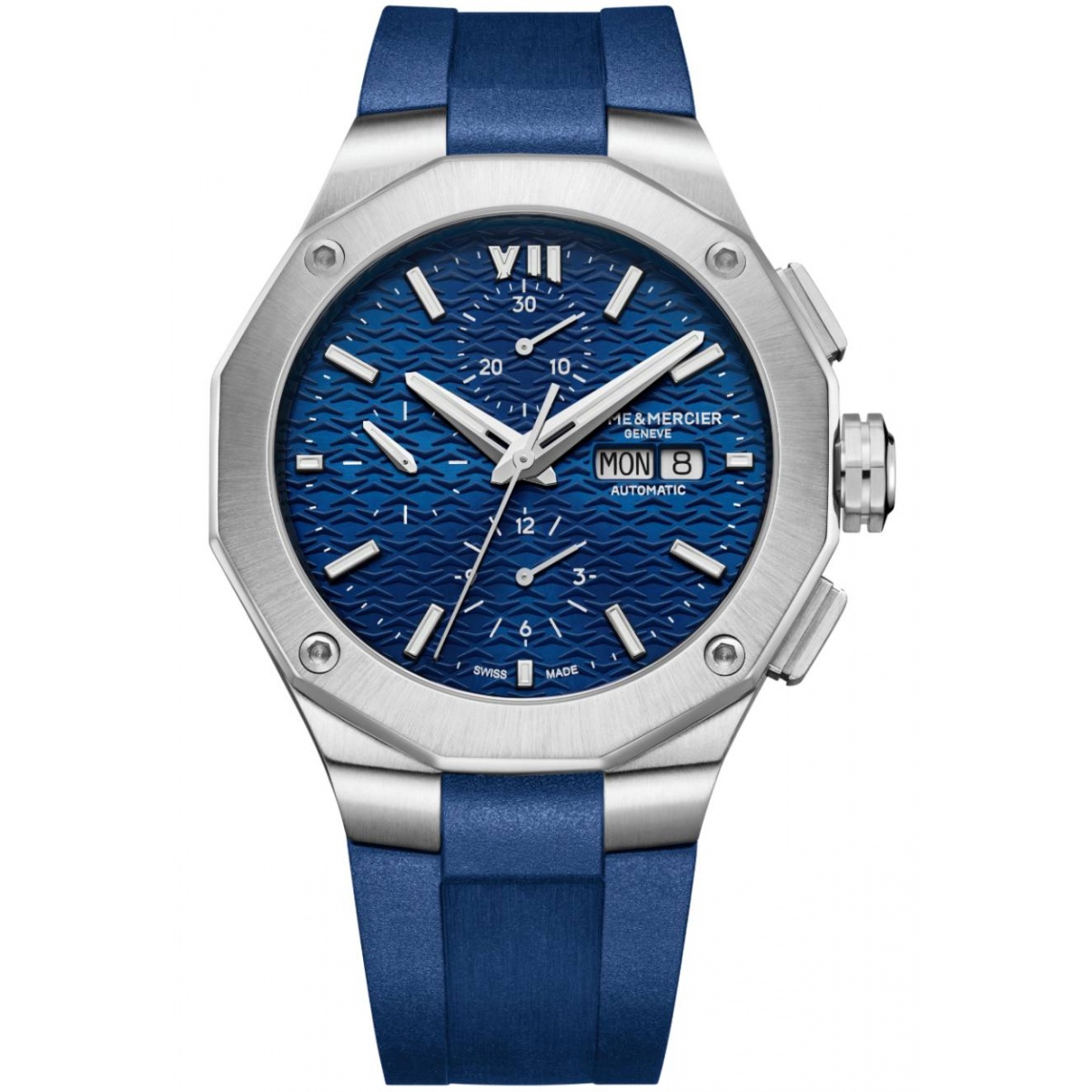 Baume & Mercier Riviera 10623 Cronógrafo Automático ∅43 mm - 100 M, Esfera azul, caucho azul
