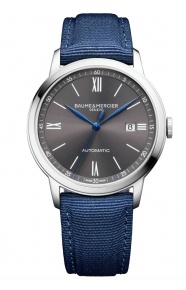 Baume & Mercier Classima 10608 Automático ∅42 mm - 50 M, Esfera gris, Correa de lona azul