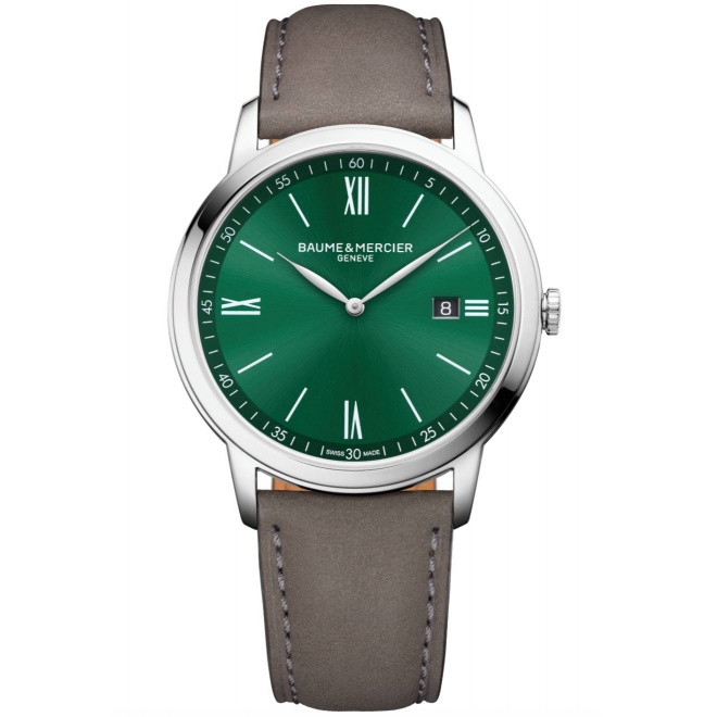 Baume & Mercier Classima 10607 Automático ∅42 mm - 50 M, Esfera verde, Correa marrón