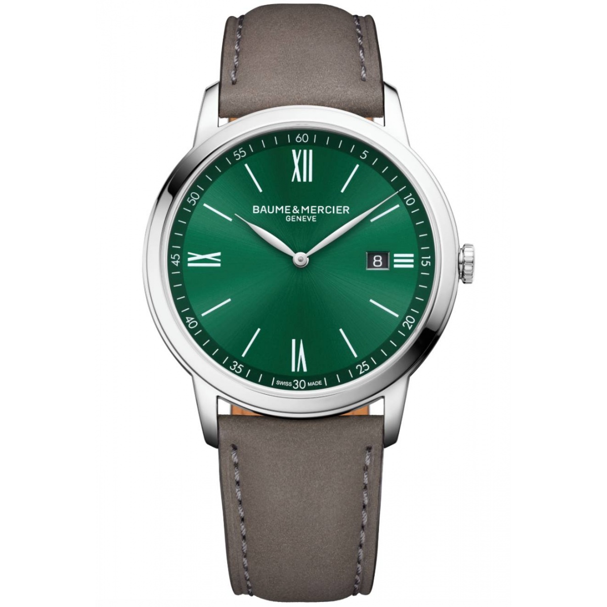 Baume & Mercier Classima 10607 Automático ∅42 mm - 50 M, Esfera verde, Correa marrón
