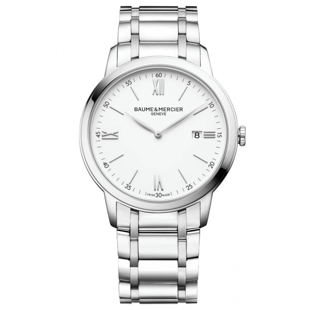 Baume & Mercier Classima 10526 Cuarzo ∅42 mm - 50 M, Esfera blanco, Brazalete de acero