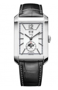 Baume & Mercier Hampton 10523 Automático con doble uso 50 M, Esfera Blanca, Correa negra
